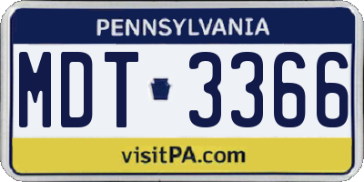 PA license plate MDT3366