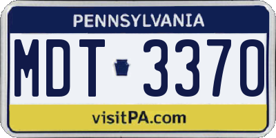 PA license plate MDT3370