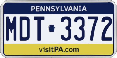 PA license plate MDT3372