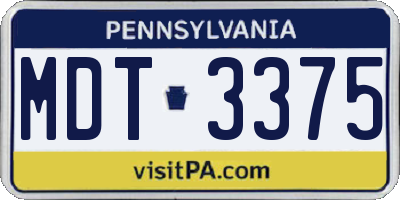 PA license plate MDT3375