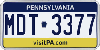 PA license plate MDT3377