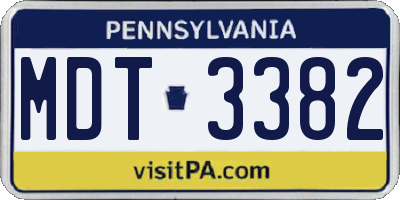 PA license plate MDT3382
