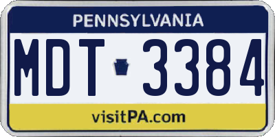PA license plate MDT3384