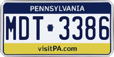 PA license plate MDT3386