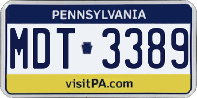 PA license plate MDT3389