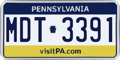 PA license plate MDT3391