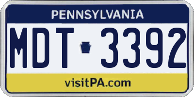 PA license plate MDT3392