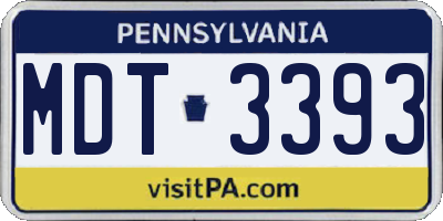 PA license plate MDT3393