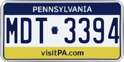 PA license plate MDT3394