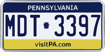 PA license plate MDT3397