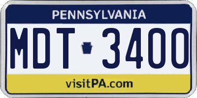 PA license plate MDT3400