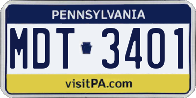 PA license plate MDT3401
