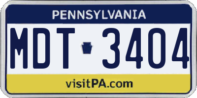 PA license plate MDT3404