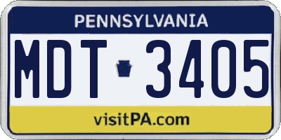 PA license plate MDT3405
