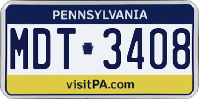 PA license plate MDT3408