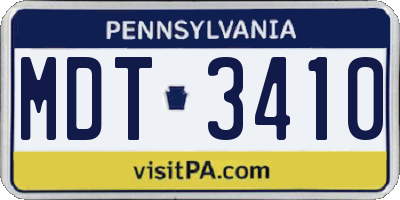 PA license plate MDT3410