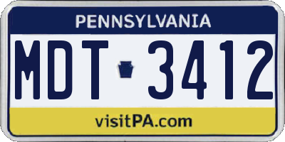 PA license plate MDT3412