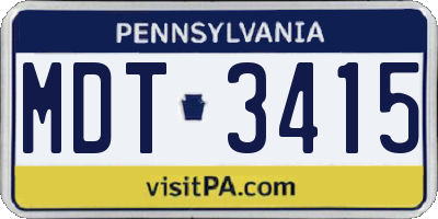 PA license plate MDT3415