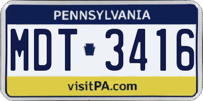 PA license plate MDT3416
