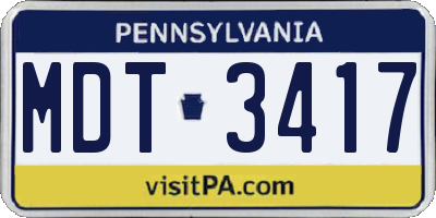 PA license plate MDT3417
