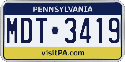 PA license plate MDT3419