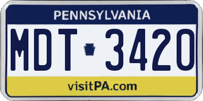 PA license plate MDT3420