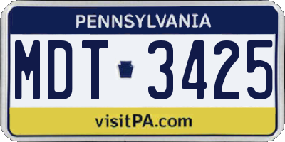 PA license plate MDT3425