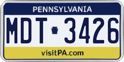 PA license plate MDT3426