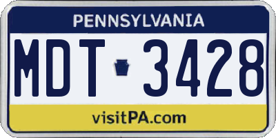 PA license plate MDT3428