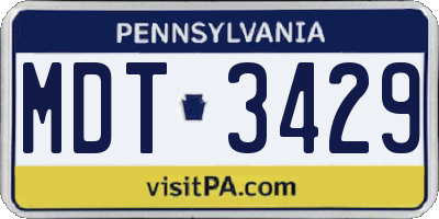 PA license plate MDT3429