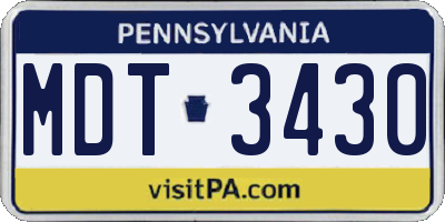 PA license plate MDT3430