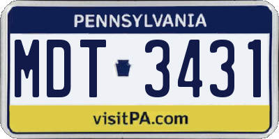 PA license plate MDT3431