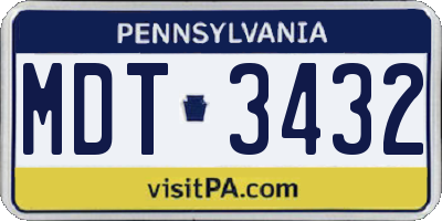 PA license plate MDT3432