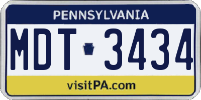 PA license plate MDT3434