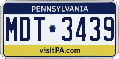 PA license plate MDT3439