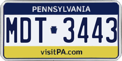 PA license plate MDT3443
