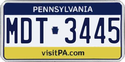 PA license plate MDT3445