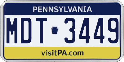 PA license plate MDT3449