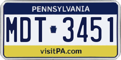 PA license plate MDT3451