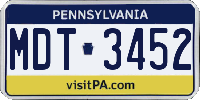 PA license plate MDT3452