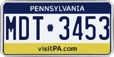 PA license plate MDT3453