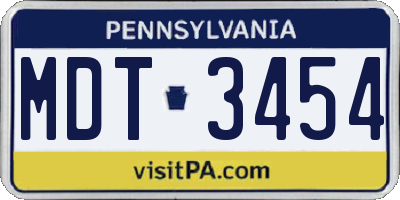 PA license plate MDT3454