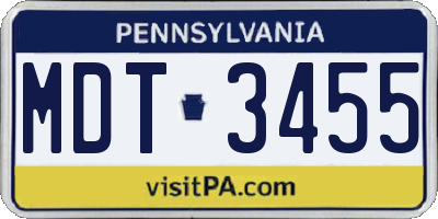 PA license plate MDT3455