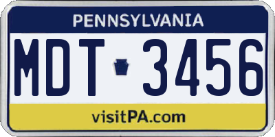 PA license plate MDT3456