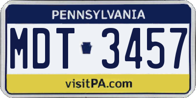 PA license plate MDT3457