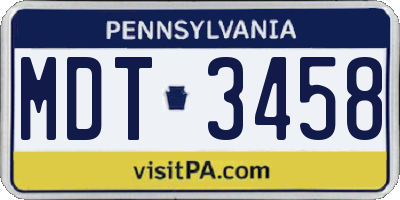PA license plate MDT3458
