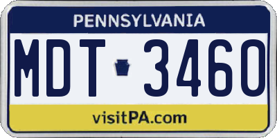 PA license plate MDT3460