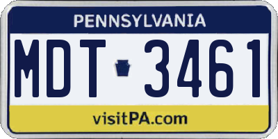 PA license plate MDT3461