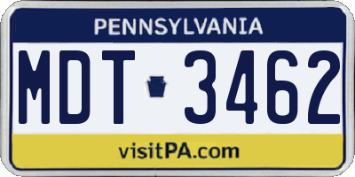 PA license plate MDT3462