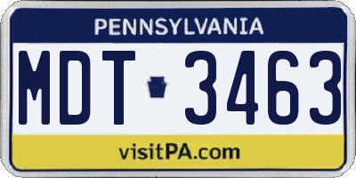 PA license plate MDT3463